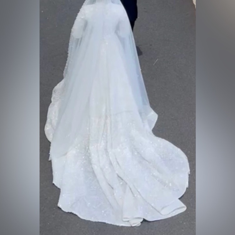 Royal Beaded Modest Wedding Dress (White/Ivory) - Picture 5 of 10